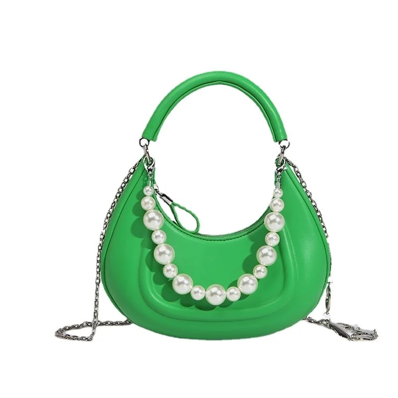 Amyra Curved Handbag With Pearls