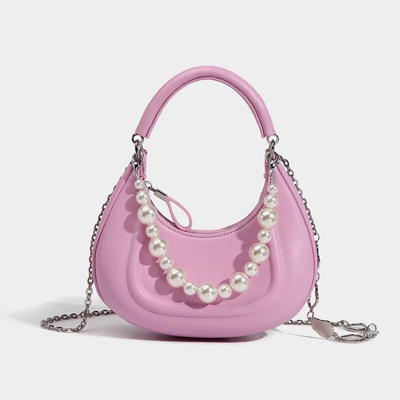 Amyra Curved Handbag With Pearls