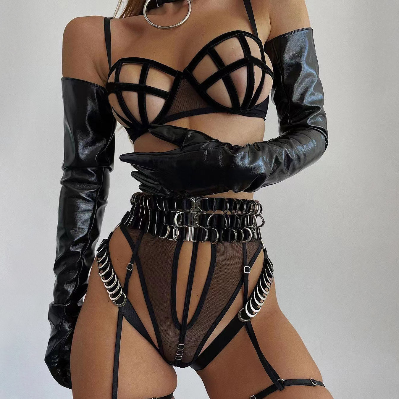 Analise 4 Piece Lingerie Set With Metal Rings