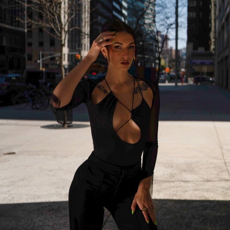 Ella Black Cut Out Bodysuit