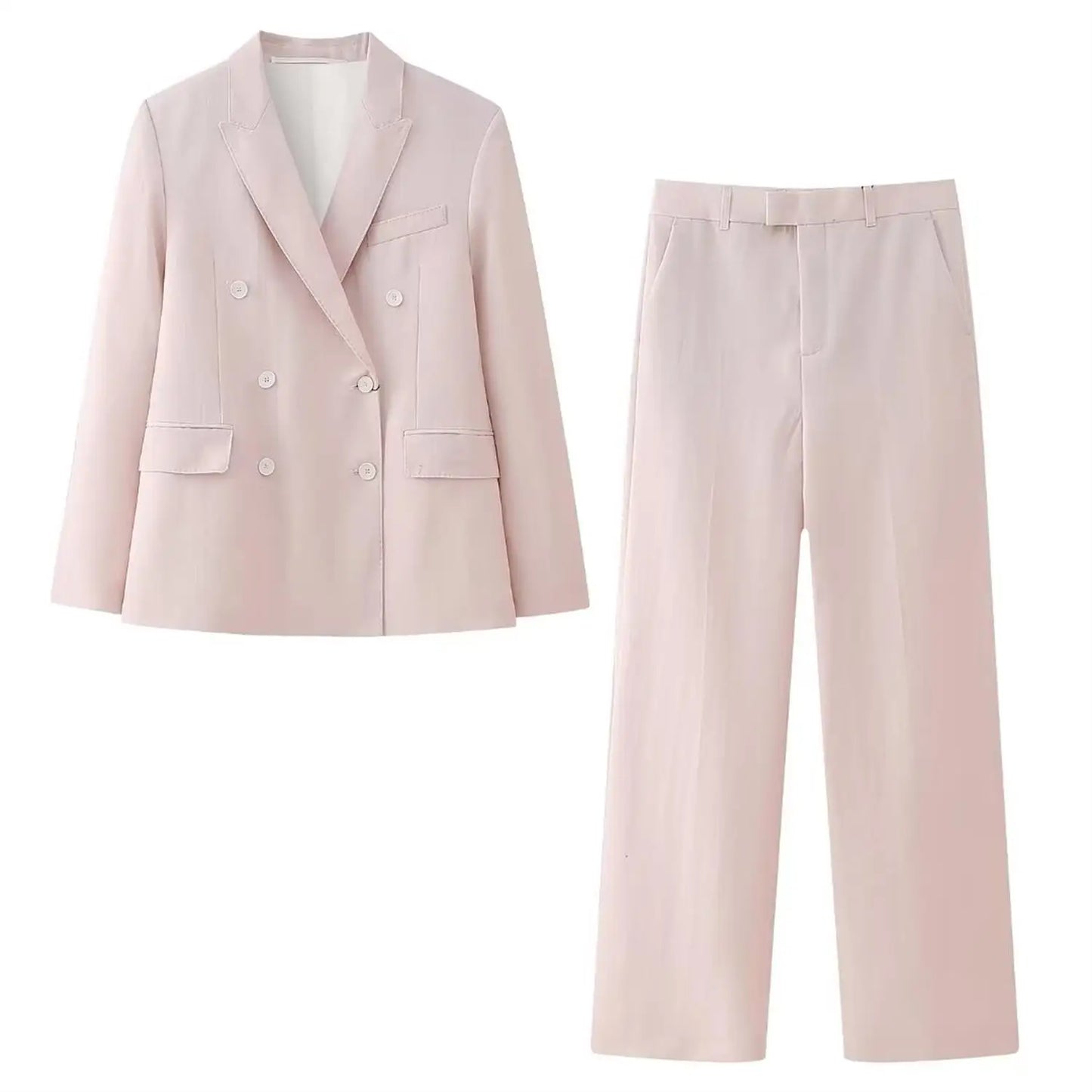 Blush Double Breasted Blazer Set