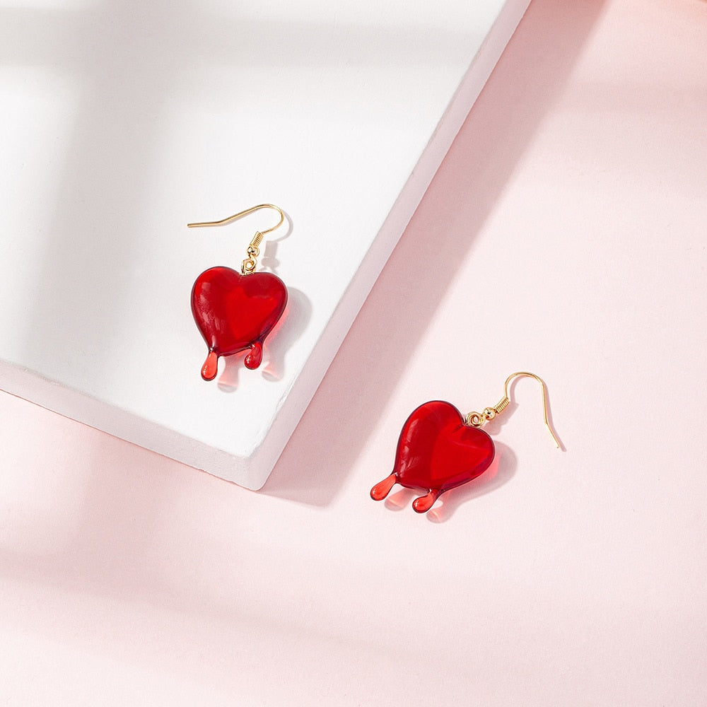 Bloody Heart Necklace And Earrings