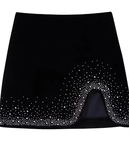 Velvet Mini Skirt with Sequins