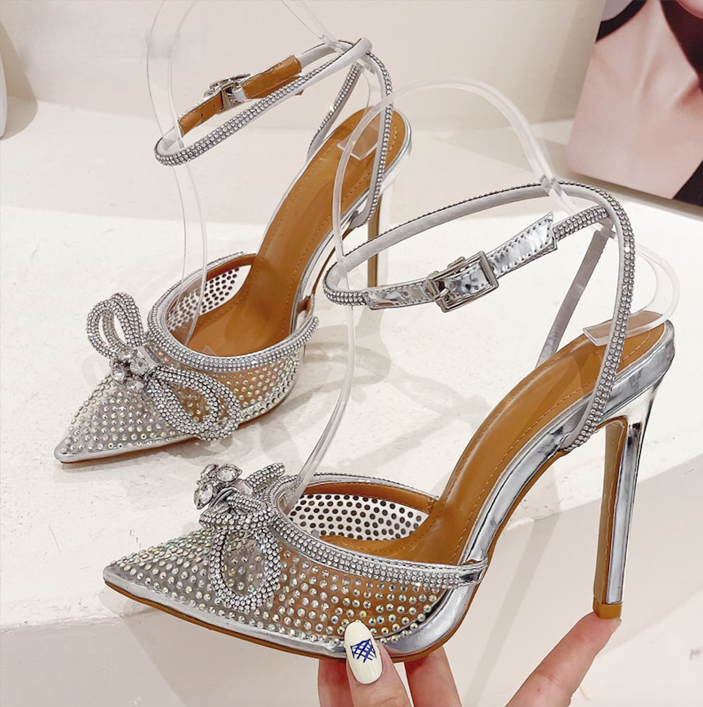 Crystal Pointed Toe Heels