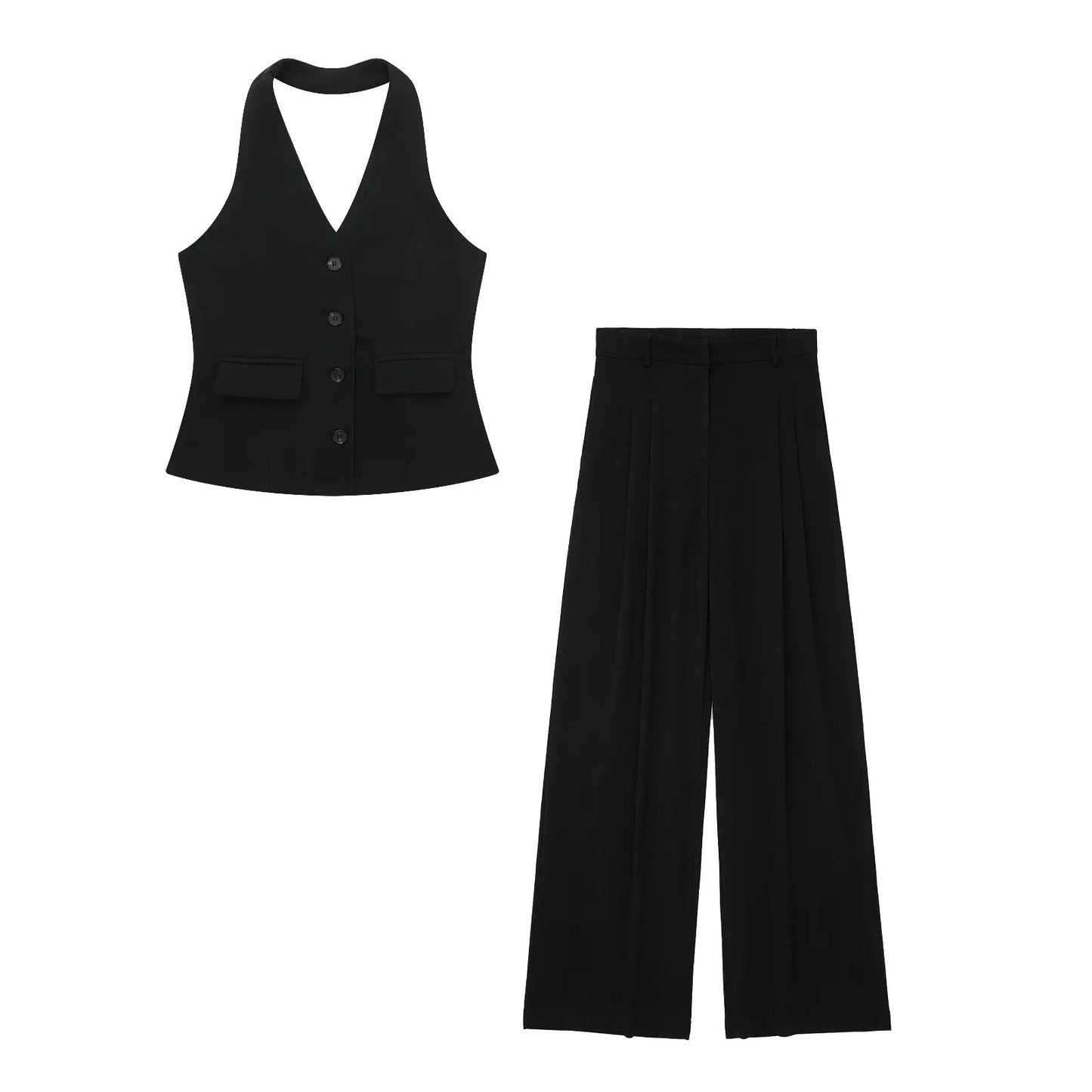 Halter Vest and Wide Pants