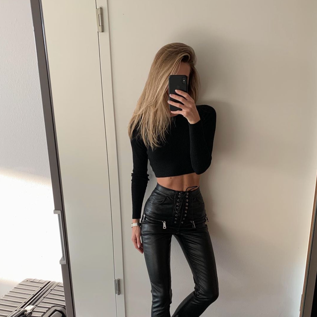 Journy Black Pu Leather Pants