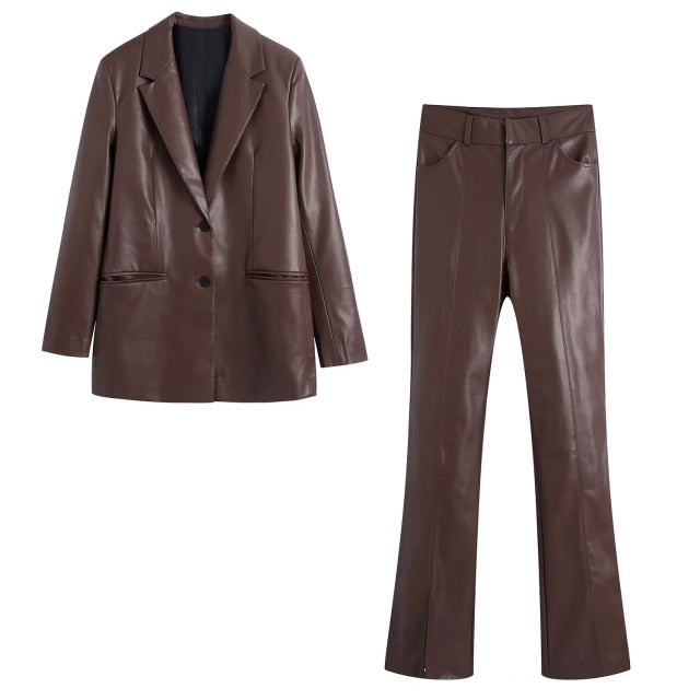 Fallon Pu Leather 3 Piece Suit