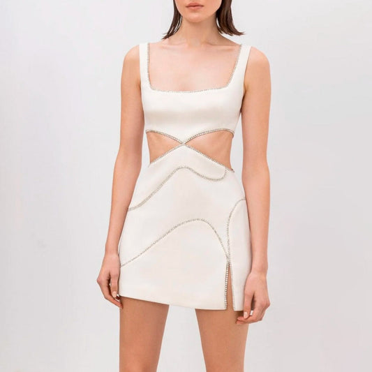 Amoura White Hollow Out Mini Dress